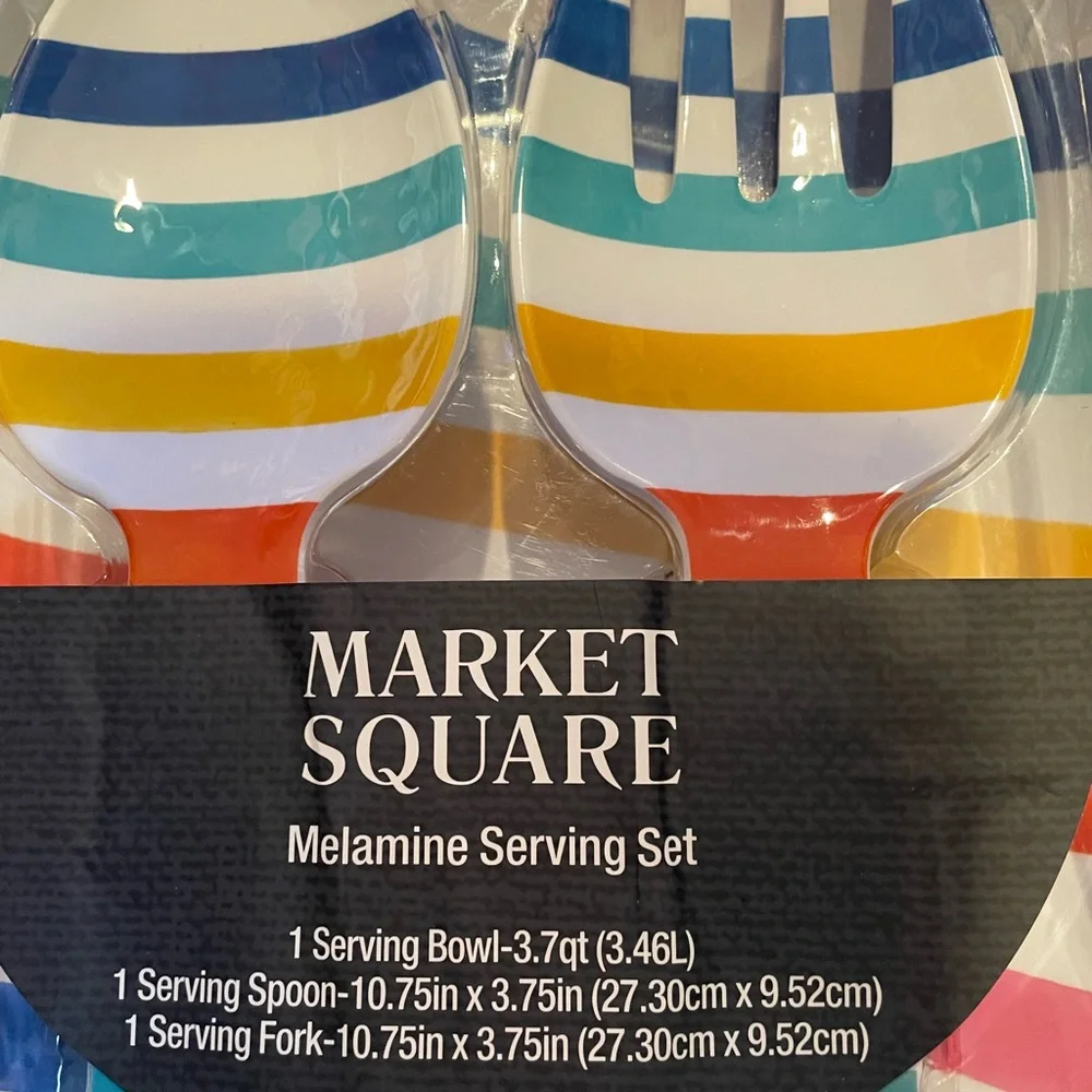 Striped Melamine Serving Set, New in Packaging Oversize Set